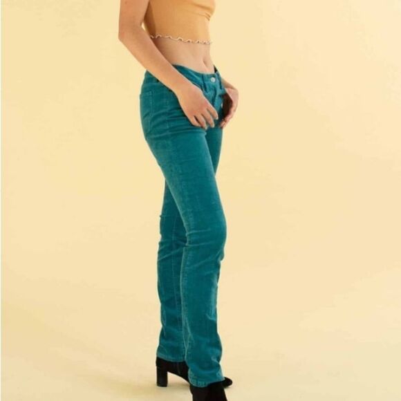 SO 15 Teal Corduroy Full Length Pockets Zipper Women’s Skinny Jeans - Picture 3 of 6